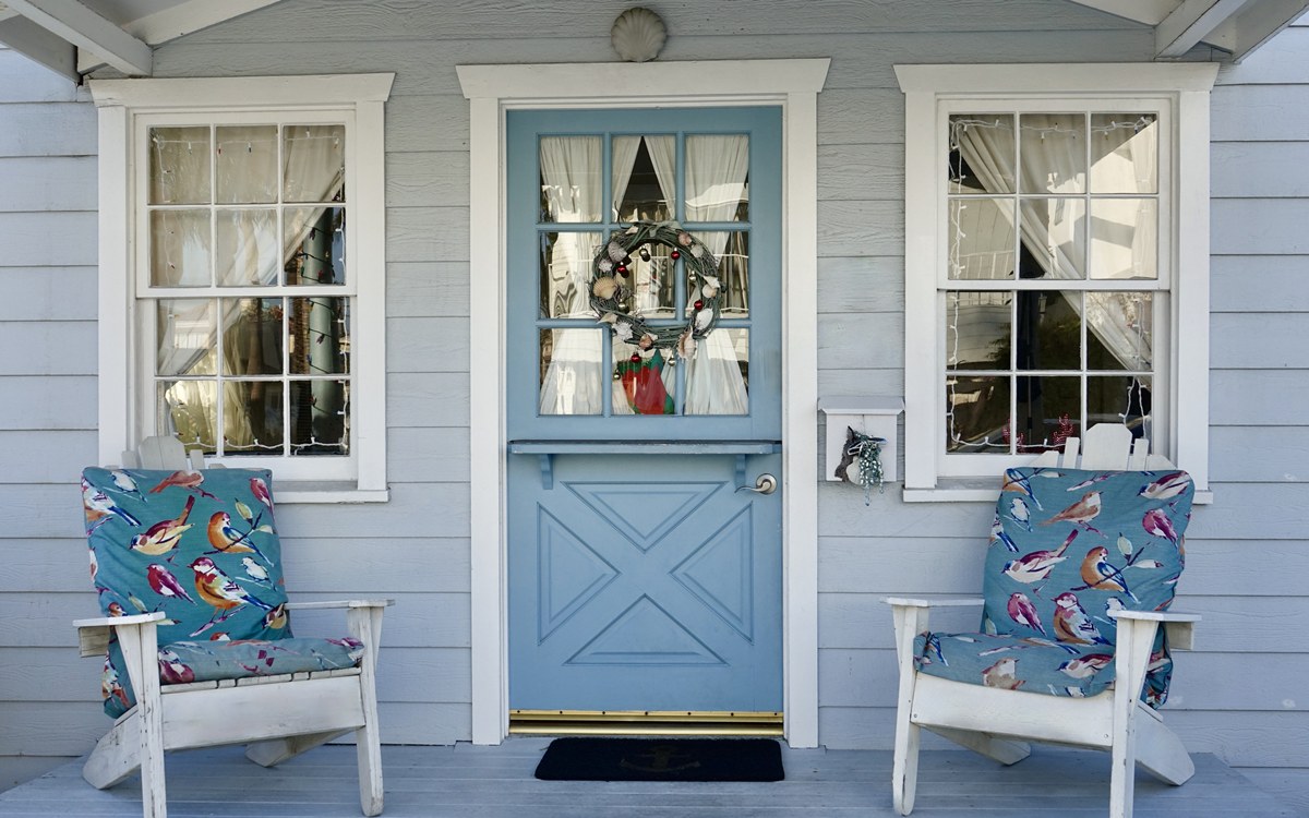 colorful blue porch
