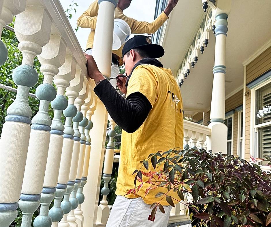 House painters in Roseville CA – TRICO PAINTING crew painting exterior trim